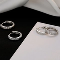 Elegante Creolen aus S925 Sterlingsilber mit klaren Zirkoniasteinen für Damen - 6mm / Weißgold