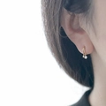 Boucles d'oreilles créoles dorées en argent 925 avec deux zircons suspendus pour femme - Créole Zirconia Or