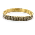 Detailansicht des dreireihigen Strass-Stretcharmbands mit goldener Beschichtung - Dreireihig / Gold