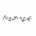 Cerchietto da sposa argento con foglie di cristallo e perle su sfondo bianco - Stile 5 Fiore d'Argento (TS060)