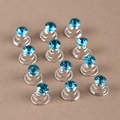 Set van 12 hemelblauwe strass spiraalvormige haarspelden met zilveren metalen basis - Lichtblauw