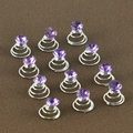 Set van 12 paarse strass spiraal haarspelden voor bruidskapsels en elegante looks - Lavendel