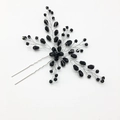 Épingle à cheveux argentée en U avec perles de cristal noires pour coiffure de mariée - Noir
