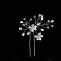 Forcina da sposa argentata con fiori di perle fatti a mano e cristalli luminosi - Versione Raffinata in Filo di Rame / Argento