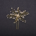 Épingle à cheveux de mariée dorée de luxe avec fleurs de cristal faites à la main - Doré