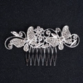 Elegante pettine per capelli a farfalla in argento con strass per accessori da sposa e nozze - Argento