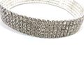 Fünfreihiges silbernes Kristall-Armband mit schimmernden weißen Strasssteinen in breitem Design - Fünfreihige Diamanten / Silber