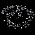 Elegant bridal hair band with white pearls and crystal water drops on silver wire base - Style 1 Pointed Beads / Silver