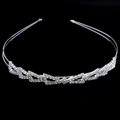 Elegant silver bridal headband with double-layer geometric patterns and sparkling rhinestones - Style 4 Silver