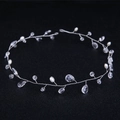 Elegant white pearl and crystal bridal headband with silver metal wire vine for weddings - Style 2 Flat Beads / Silver