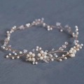 Cerchietto da sposa fatto a mano in oro champagne con perle e cristalli lucenti - KC Oro Filo di rame