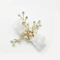 Pink girl's floral princess headpiece with gold wire, pearls and lace for party weddings - White