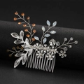 Elegante pettine per capelli da sposa argento con cristalli arancioni e strass luminosi - Edizione Squisita / Argento