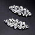 Clip per scarpe da sposa in cristallo con pietre marquise e base in metallo argento - Un paio / Argento