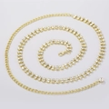 Macro detail of sexy golden waist chain with three rows of sparkling rhinestones - Gold Double Row