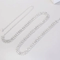 Detail view of silver three-row rhinestone waist chain with lobster clasp and extension - Silver Triple Row