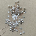 Forcina per capelli da sposa fatta a mano in oro rosa con perle bianche e cristalli - Filo di rame / Oro rosa