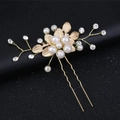 Spilla per capelli dorata con perle bianche e strass per acconciature da sposa - Oro