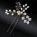 Elegante forcina sposa con perle bianche e rami in filo dorato per acconciature da sposa - Stile in Filo di Rame / Oro