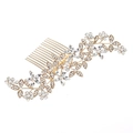 Peigne à cheveux de mariée en cristal avec motif floral doré pour coiffure de mariage - Doré