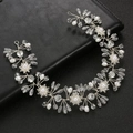 Cerchietto da sposa argento con perle, cristalli trasparenti e strass per matrimoni - Stile 1 Filo di Rame Argentato