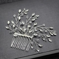 Pettine per capelli da sposa fatto a mano con filo d'argento e cristalli a foglia - Filo di Rame Argento