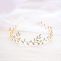 Exquisite handgefertigte goldene Reben-Haarkamm mit opaleszierenden Strasssteinen Braut - Gold (Haarband)