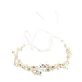 Elegante fascia da sposa con fiori di conchiglia, perle e cristalli su filo d'oro - Oro