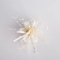 Elegant cream white flower hair clip with pearls and ribbon for wedding and bridal hair - Nature Handmade Flower Style / White