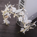 Exquisite bridal headpiece with white tulle butterflies and daisies on a gold wire band - Flower Butterfly Headband