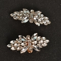 Pair of elegant crystal shoe clips with rose gold base for bridal wedding accessories - One Pair / Gold