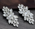 Sparkling crystal shoe clips in silver cluster leaf design for bridal wedding shoes - One Pair / Silver
