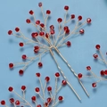 Ensemble de pics à cheveux de mariée avec perles de cristal rouge et fil doré - Cristal Rouge (Rouge Vif Article Unique) / Rouge Vif