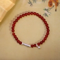 Pulsera de cuentas de ágata roja natural con pez koi y campana de plata de ley 925 - Cobre / Estilo Pez Koi
