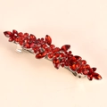 Elegante zilverlegering haarklem met rode kristallen in bloemvorm voor bruiloft haaraccessoires - Rood