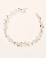 Detailed close-up of handmade bridal headband with silver wire, pearls and crystals - Iron Wire Silver Line (TS46121 Regular)