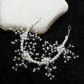 Set di tralci per capelli da sposa con perle bianche fatte a mano e strass per acconciature - Bianco