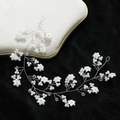 Vite per capelli da sposa fatta a mano con fiori bianchi, cristalli e perline - Argento
