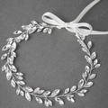Eleganter Braut-Haarschmuck mit Markasit-Kristall-Strasssteinen und weißen Satinbändern - Silber Stil 1 (Mit Band)