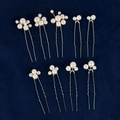 Set da 9 pezzi di fermagli per capelli con perle e foglie per sposa e cerimonie - Argento