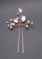 Horquilla de oro rosa con hojas y perlas para peinados de novia y accesorios de boda - Oro rosa