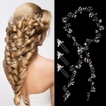 Conjunto nupcial con diadema larga de perlas cristales y tres horquillas plateadas en forma de U - Oro KC