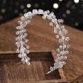 Elegant bridal hairband with crystal beads and silver wire for wedding hairstyles - Silver Crystal