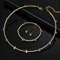Elegantes Brautschmuck-Set mit Kristallhalskette, Armband und Ohrringen in Goldbeschichtung - Gold