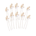 Set di 10 forcine dorate con foglie e perle per acconciature sposa eleganti - Set Combinato / Oro