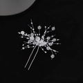 Elegante fermaglio per capelli da sposa con cristalli bianchi e filo d'argento - Bianco Pezzo Singolo