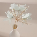 Handmade bridal hair pin with green fabric flowers, pearls, and gold wire for weddings - Butterfly Light Green