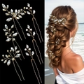 Set di 6 forcine per capelli da sposa con cristalli e perle per acconciature da matrimonio - Oro