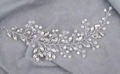Cerchietto da sposa argento con foglie di cristallo e perle bianche a vite - Argento