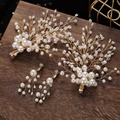 Parure de pinces à cheveux en perles élégantes avec design de branche pour fille - Style Barrettes Et Boucles D'Oreilles À Clips